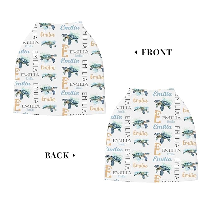 Personalized Baby Car Seat Cover with Name Stroller Canopy Custom Sea Turtle Carseat Cover Newborn Baby Boy Girl Nursing Cover for Moms First Birthday Gift