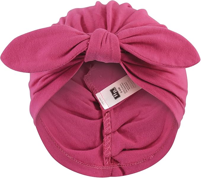 Hudson Baby Infant Girls Turban Cotton Headwraps, 0-24 Months