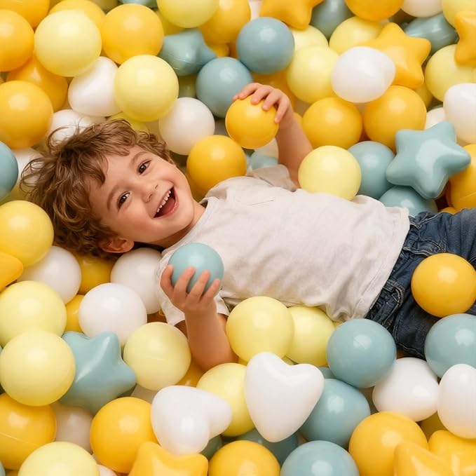GOGOSO Ball Pit Balls,Plastics Balls for Ball Pit, Stars Hearts Shape for PastelBall for Toddlers Kids