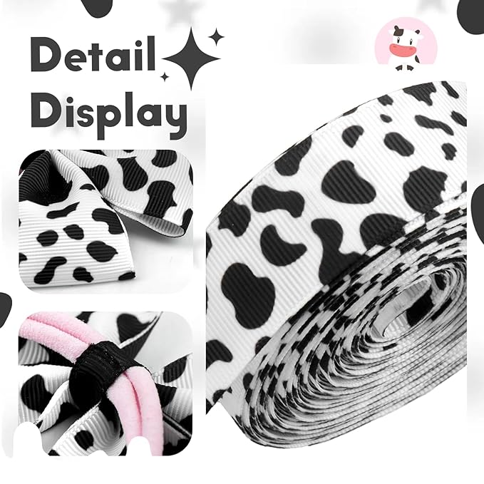 Cow Print Baby Hair Bow for Girls Cowgirl Accessories Newborn Infant Toddler Babies Girl Headbands Black and White Hairwraps