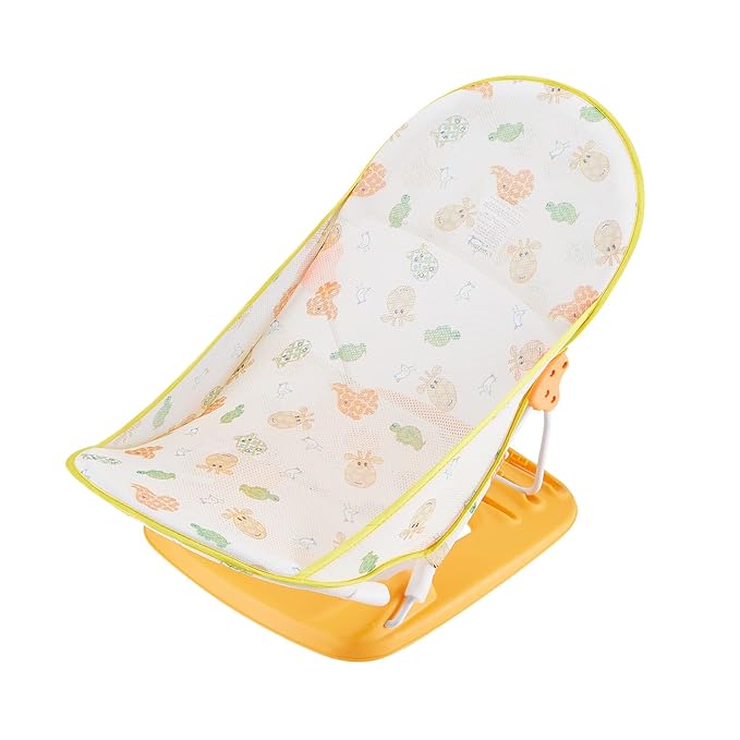 Foldable Baby Bather With 3 Adjustable Reclining Positions for Use in Sink or Bathtub - Support for Newborn Infant 0-12 Months (Yellow-01)