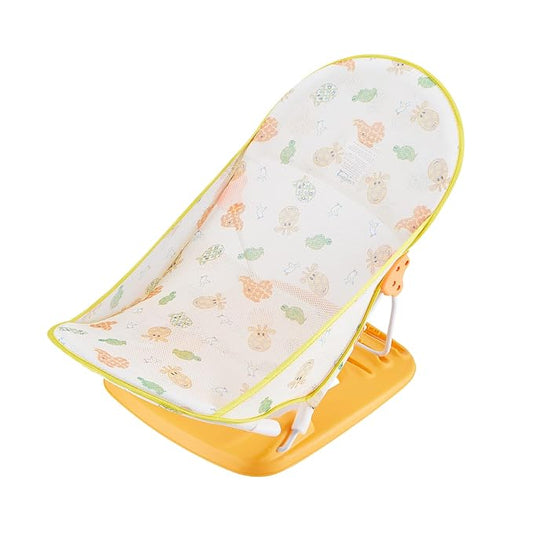 Foldable Baby Bather With 3 Adjustable Reclining Positions for Use in Sink or Bathtub - Support for Newborn Infant 0-12 Months (Yellow-01)