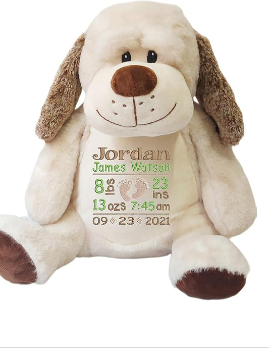 Personalized stuffed animal, Dog stuffed animal, custom animal, plush toys, gift for baby boy, gift for baby girl, newborn baby gift, Baby shower gift, Plushies, plush toys, embroidered Dog