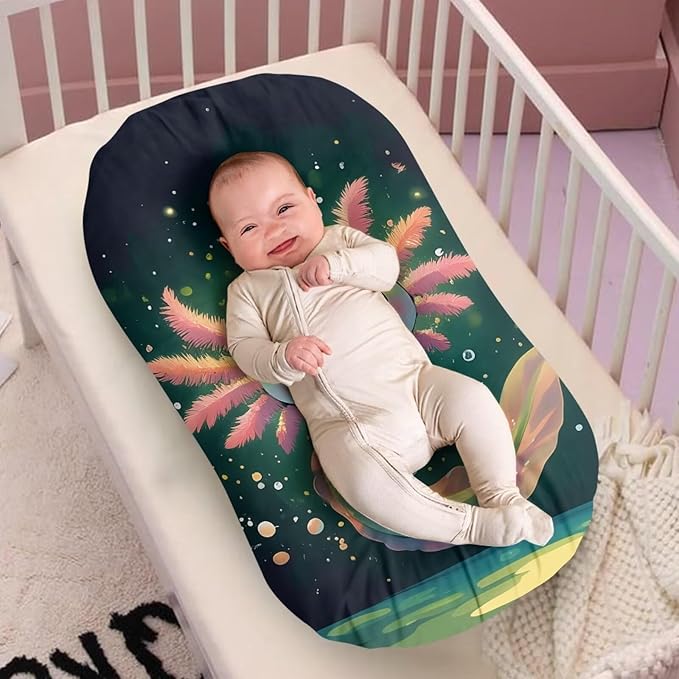Green Axolotl Snuggle Me Lounger Cover for Baby Boys Girls Newborn Lounger Pillow Covers Soft Breathable Infant Nest Slipcover 31.5'' x 21.3''