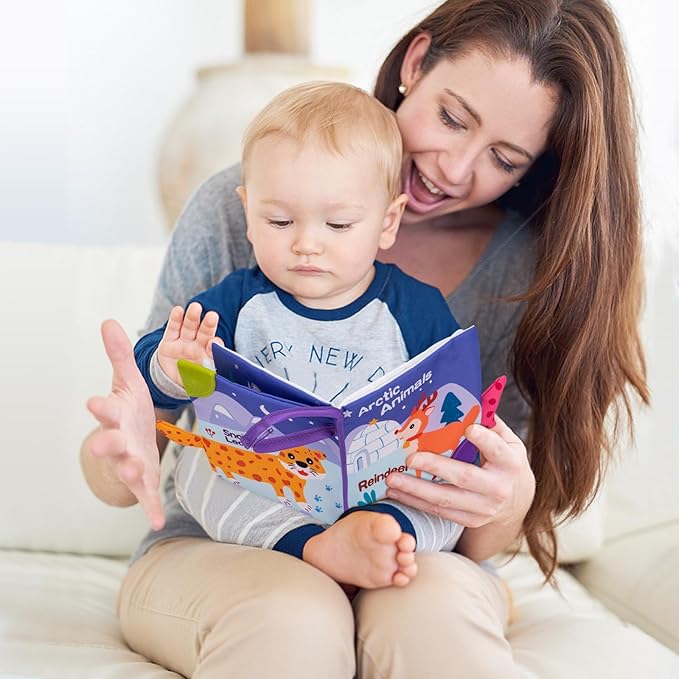 Love&Mini Baby Cloth Book Toys - Arctic Whale Sensory Touch & Feel Crinkle Books for Babies 6+ Months, Early Development Interactive Stroller Soft Toys, Easter Shower Gifts for Boys & Girls