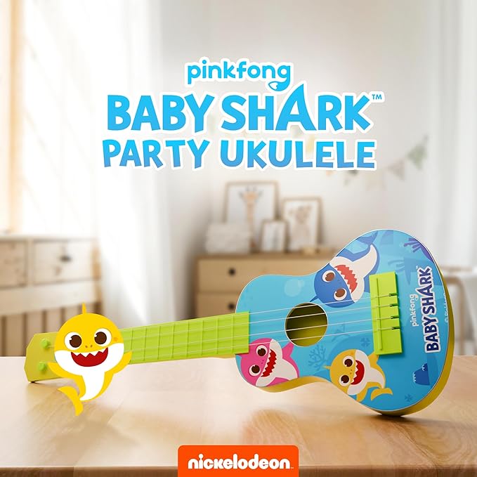 Lollipop Paw Patrol Party Ukulele - Musical Toy Gift for Toddlers4 String Mini Guitar Musical Instrument, Educational Learning Toy, Can Play with Strap or Picks - Great for Beginner (Baby Shark Blue)