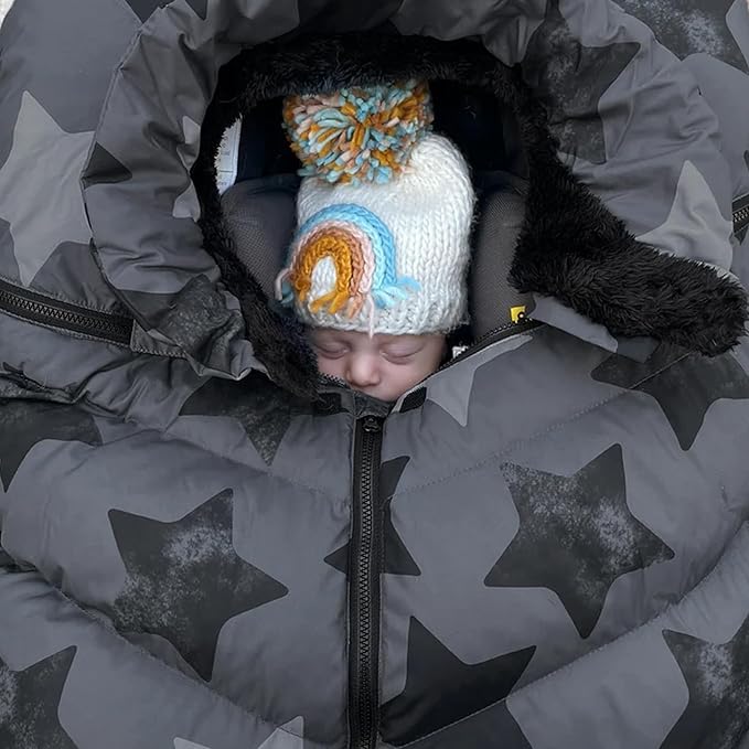 7AM Enfant Car Seat Covers - Cocoon Baby Cover for Boys & Girls, Rain & Snow Repellent, Breathable Windproof, Center Zipper, Universal Fit for Infant Car Seat (0-12M) (Stella)