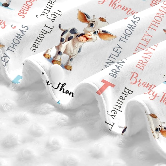 Custom Baby Car Seat Canopy Personalized Car Seat Covers with Name for Baby Boys Girls Customized Cow Nursing Breastfeeding Cover Infant Carseat Canopies Newborn Minky Baby Blanket