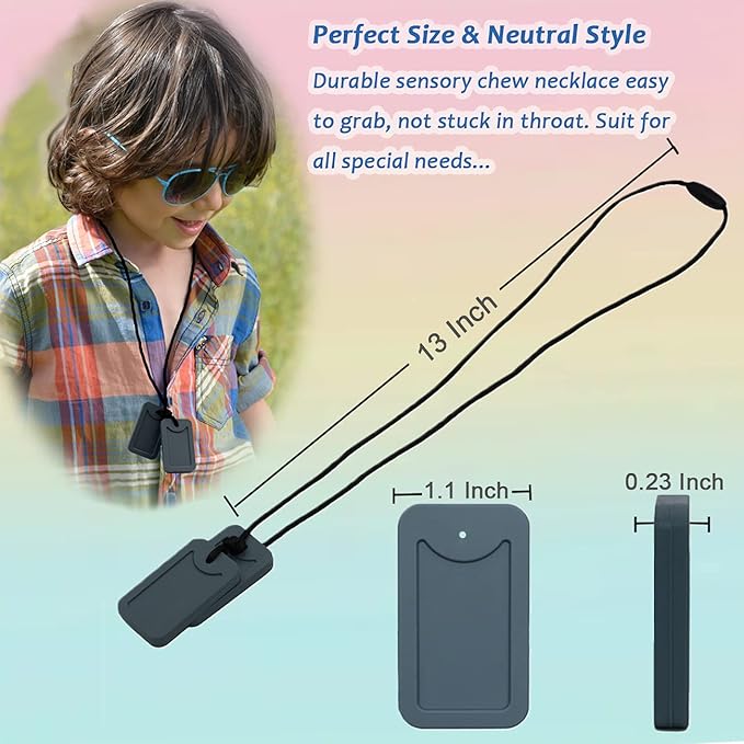 Sensory Chew Necklace for Kids, Oral Motor Aids Chewy Necklace Sensory for Boys Girls with Autism, ADHD, SPD Needs, Oral chew Toys for Sensory Made of Food Grade Silicone BPA Free