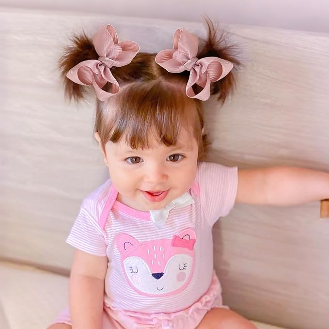 24PCS 3inch Hair Clips, Oaoleer Girls' Fully Lined Tiny Bows Alligator Clips for Infants Toddlers (12 Colors, Style H)