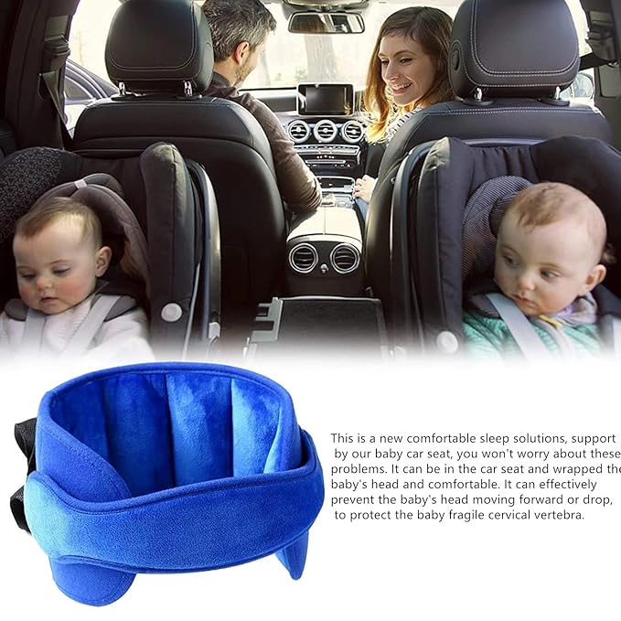 Car Seat Head Support Band, Adjustable Child Neck Relief, Infants and Baby Head Support (Blue)