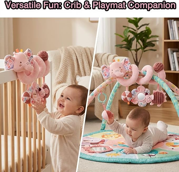 Multi-Use Baby Spiral Activity Toy – Spiral carseat Toy for Car Seat, Stroller,Play Gym, Keeps Baby Quiet, Easy Travel Solution