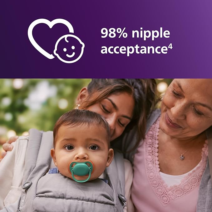 Philips Avent Ultra Air Pacifiers - Orthodontic Design, for Babies 6-18 Months, Soft Silicone Symmetrical Nipple, BPA-Free, 2 Sterilizing Cases, 4 Pack, SCF087/24