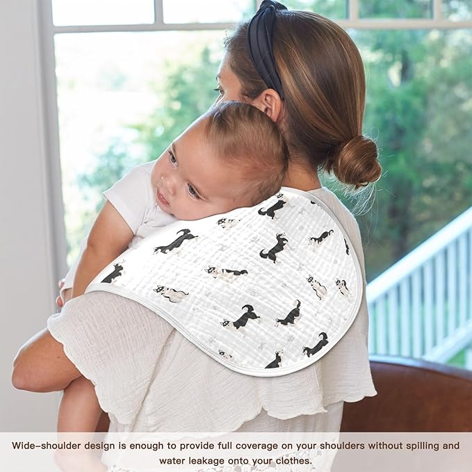 Muslin Baby Burp Cloths, Cute Dogs Siberian Husky Muslin Washcloths Baby Rags Comfy Soft Absorbent in for Newborn Boys and Girls 4 Piece 22 x 11 Inch