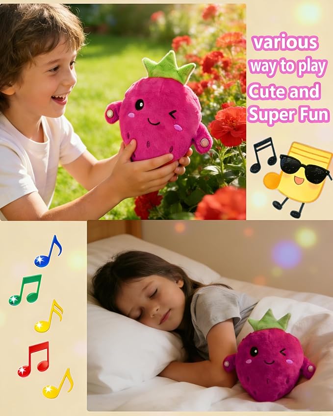 Baby Musical Sensory Toy,nteractive Musical Plush Toy with Sounds，Sensory Activity Learning Educational Kid Toy,Fun Christmas and Birthday Gifts Suitable for Multiplayer interaction (pink strawberry)