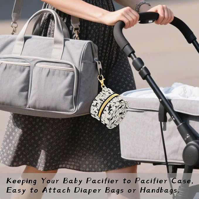 Cactus Western Cowboy Print Pacifier Holder Case for Diaper Bag Portable Travel Pacifier Storage Case with Clip Newborn Baby Pouch for Baby Boys Girls Purse Outdoor