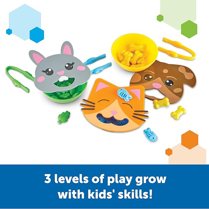 Learning Resources Fine Motor Feeding Friends - Fine Motor Toys for Toddlers, Counting Skills, Color and Shape Sorting, Matching Skills, Montessori Activities, Birthday Gift for Boys and Girls