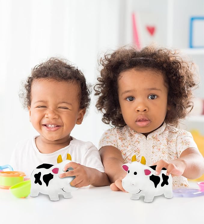 Dollibu Cow Bath Water Squirter Toy - Floating White Rubber Bath Toy, Cool Animal Squirting Bathtime Play Water Toy for Toddlers, Cute Farm Animal Bath Toys for Bathtub and Pool for Girls and Boys