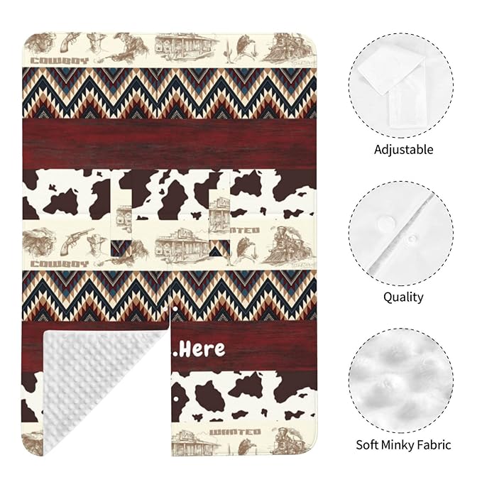 Personalized Western Style Car Seat Cover for Babies with Name, Custom Cowboy Carseat Canopy, Peekaboo Opening Nursing Breastfeeding Cover Infant Car Seat Canopies for Baby Boys Girls Newborn