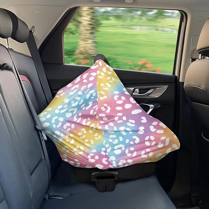 Forchrinse Colourful Leopard Print Car Seat Cover Stretchy Breastfeeding Nursing Cover Soft Multi Use Cover for Shopping Cart/High Chair/Stroller