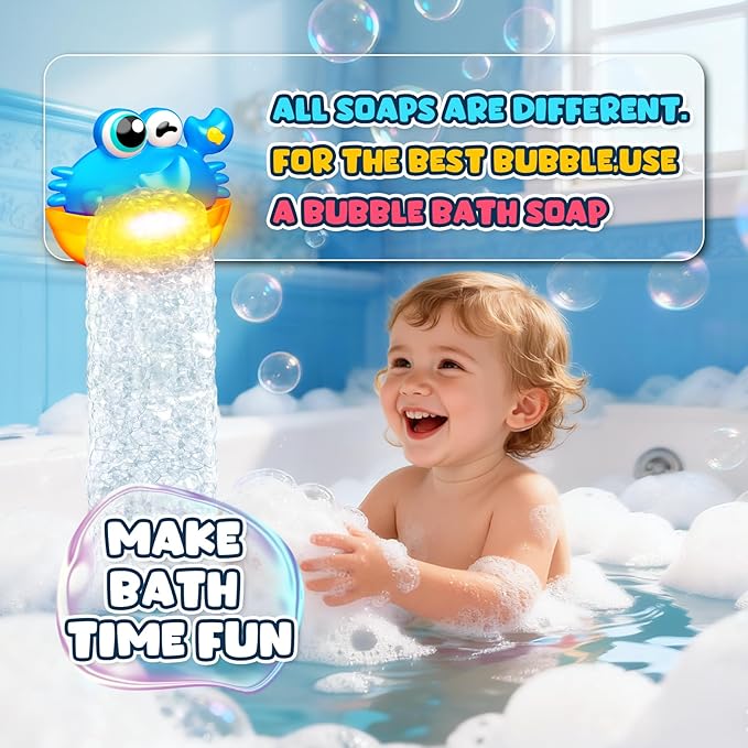 Bath Toys for Kids Ages 1-3,Light Up Baby Bath Toys Crab Bubble Maker with Colourful Light Toddler Bathtub Birthday Gifts Easter Stocking Stuffers for Boys Girls Aged 1-3 2-4 3-5
