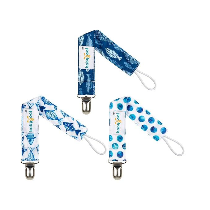 babygoal Baby Ocean Blue Pacifier Clips, 6 Pack Pacifier Holder Clip for Girls and Boys Fits for Most Pacifiers and Binkies