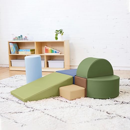 ECR4Kids SoftZone Crawl and Climb Playtime Playset, Building Blocks, Earthtone, 6-Piece