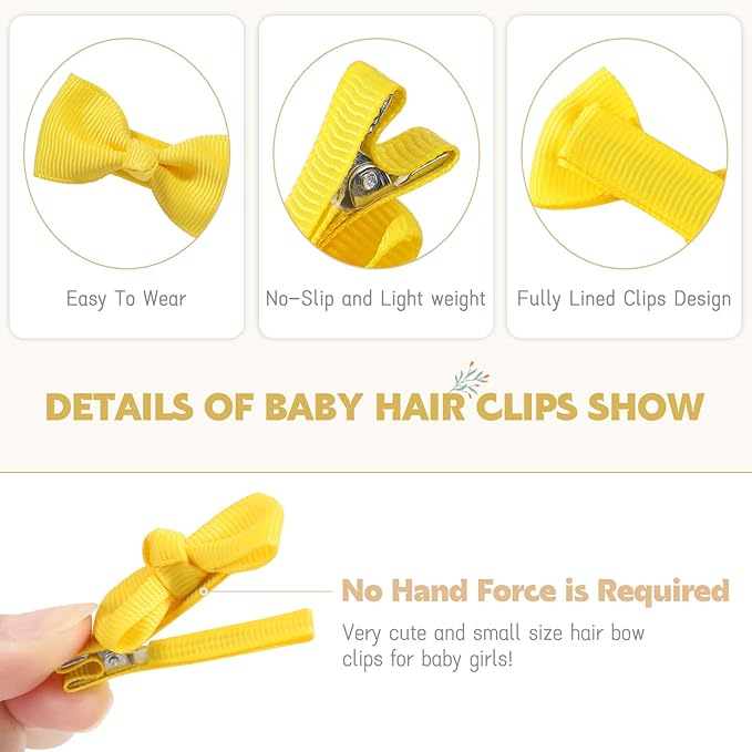YHXX YLEN 60 PCS Hair Accessories - 2 Inch Fully Lined Non-Slip Bows for Babies, Toddlers and Newborns (30 Color Pairs)