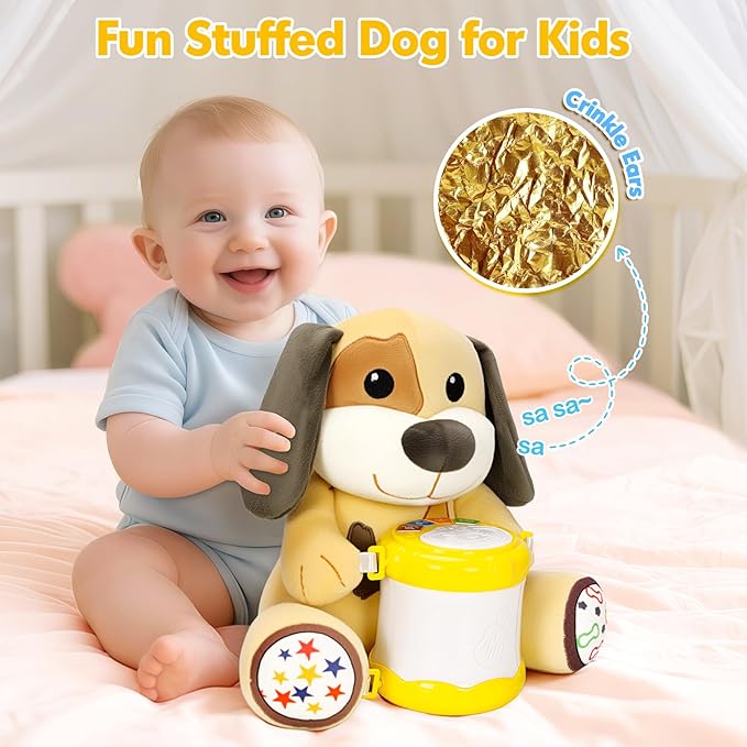 Hodurgyi Baby Toys 6-12 Months, Puppy Musical Plush with Lights, ABCs, Animal Sounds, Numbers, Infant Early Learning Toy,Christmas Birthday Gifts for 6+ Month Boys &Girls