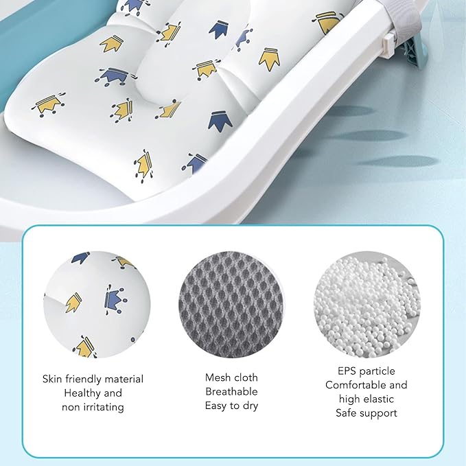 Infant Bath Support Seat ow, Easy Cleaning, Connectable Bath Mat, Comfortable and Material for Cozy Newborn Bath