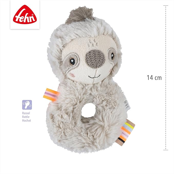 Fehn Lazy Grip Ring, Motor Skills Toy with Rattle, for Fun Early Learning, Faithful Companion for Babies and Toddlers from 0 Months