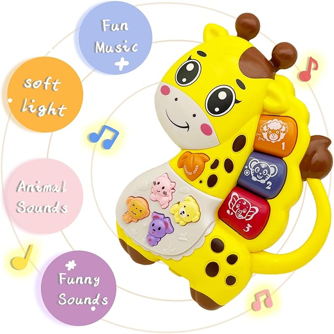 Baby Piano Keyboard Toys 12-18 Month Early Learning Light Up Music Toys Infant Gifts for 1 Year Old Boys Girls (Giraffe - A)
