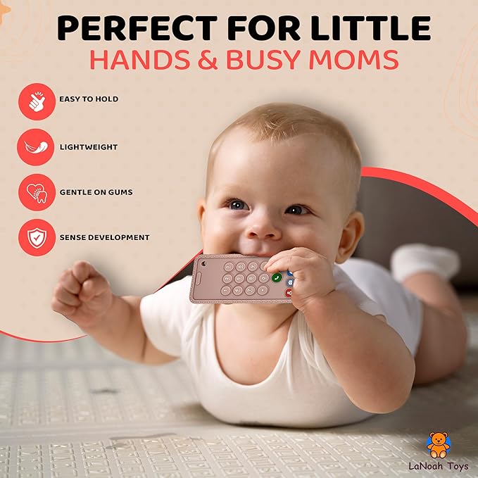 Baby Cellphone Teether: Soft BPA Free Teething Toy, Provides Relief for Your Little one While They are Teething. Gum Relief. Chew Toys (Pink)