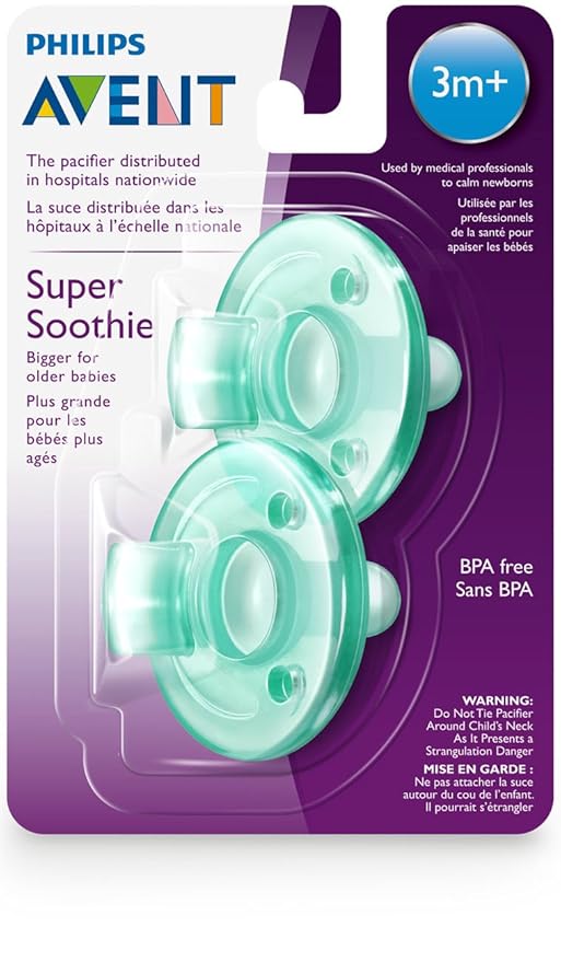 Philips Avent Super Soothie Pacifier, Green, 3+ months, 2 Pack, SCF192/05