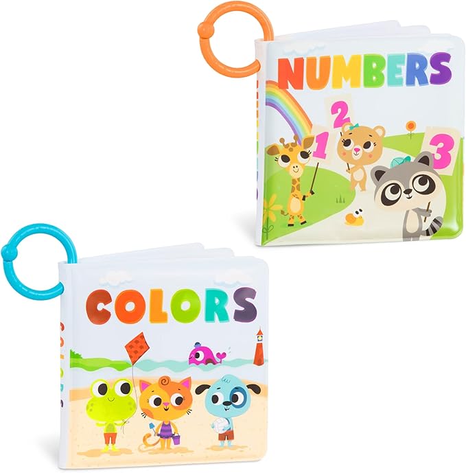 B. toys – Bath Book 2 Pack Soft & Waterproof Books Learn Colors & Numbers Bath Toys for Babies, Toddlers 6 Months Tub Time Books Colors