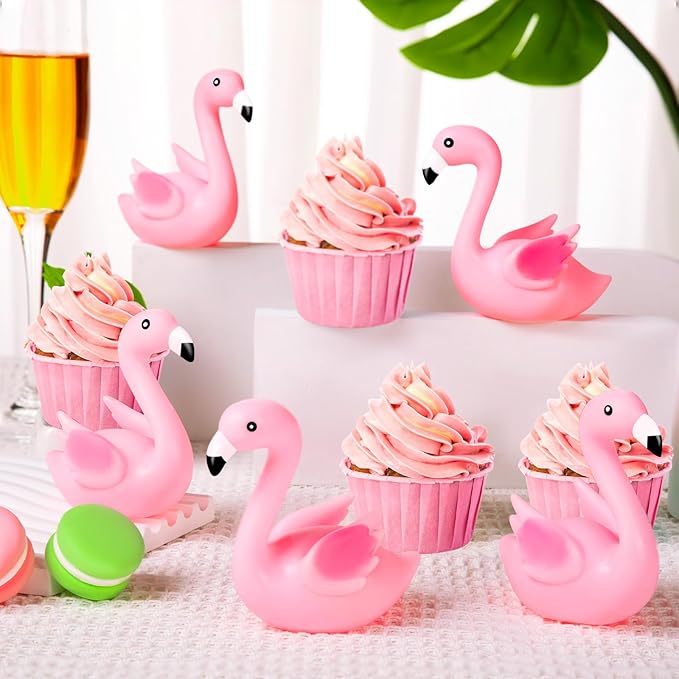 24PCS Flamingo Bath Toys, Pink Flamingo Rubber Duckies, for Kids Small Flamingo Rubber Duck Cake Decorations, Classroom Prizes