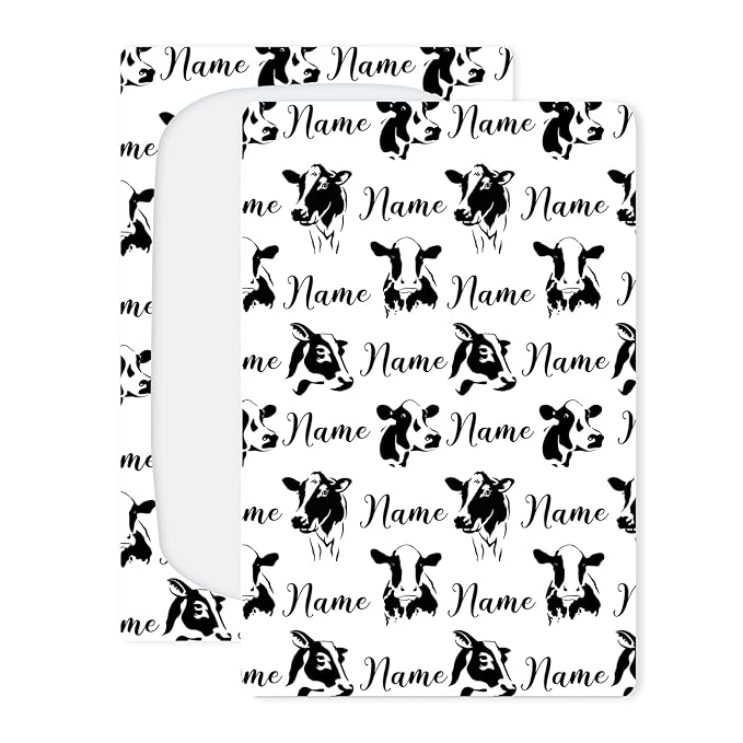 Personalized Name Baby Car Seat Cover for Boys, Customized Cow Printed Stroller Canopy, Multiuse Nursing Covers, Farm Theme Infant Carrier Cover, Breastfeeding Scarf, Gift for Newborn Boy Girl