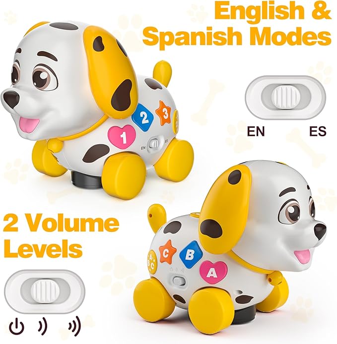 3-in-1 Musical Puppy Baby Toys 6-12-18 Month, Educational Toy for 1 Year Old Boy Girl Gifts, 1st Birthday Gift for 1 Year Old Boy Girl, Bilingual Present for 7 8 9 10 Month Infant
