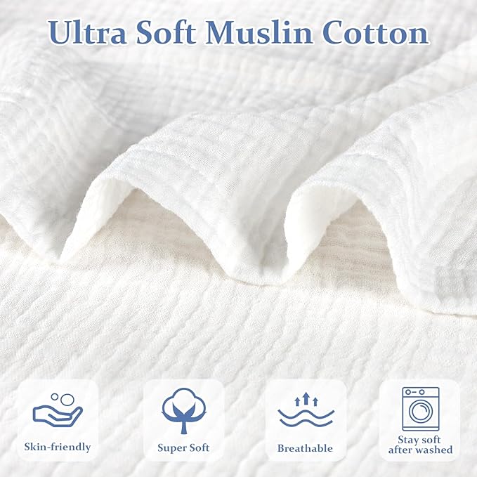 Muslin Baby Lounger Cover Soft Organic Cotton Slipcover Fits Newborn Lounger for Baby Boys and Girls (White)