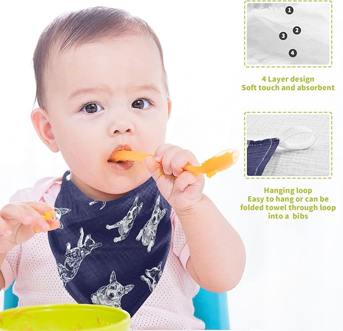 vvfelixl Blue Heeler Dog Baby Burp Cloths Baby Muslin Washcloths for Boys Girls Cotton Babys Face Towel for Newborn Soft 11.8 X 11.8 in, 5 Pack