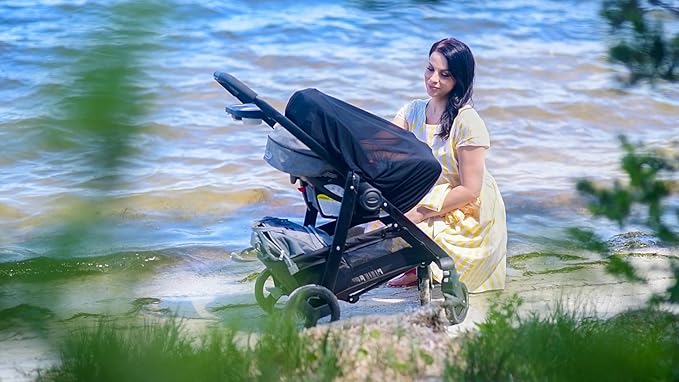 Stroller Mesh Shade Stroller Net Cover Baby Car Seat Carrier Shade-Ventilated and See Through Mesh