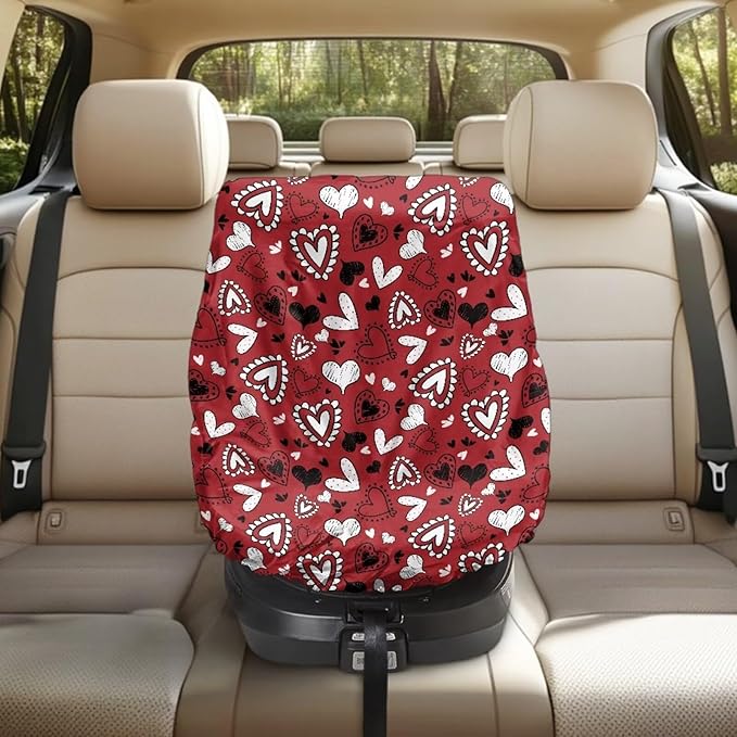 Valentines Day Car Decor Car Seat Sun Shade Cover with Heart Print Carseat Protector Car Seat Cover Baby, Tear-Resistant Sun Protection