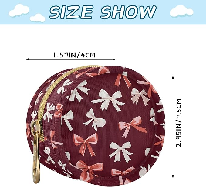 Pacifier Case with Hook Red White Bows Pattern Pacifier Holder Pod Easily Attaches to Diaper Bag or Purse