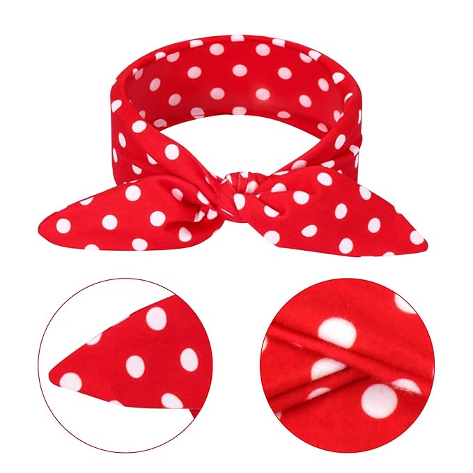 WILLBOND Parent Baby Girl Turban Headband 2 Pcs Girl Red Black Plaid Headbands with Bow for Mom Baby Mother's Day