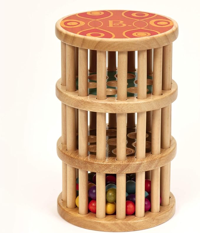 B. toys – A – Maze Rain Rush Dexterity Toy – Crawling Rolling Tower – Developmental Natural Wooden Rainmaker Toy – Toys for Toddlers