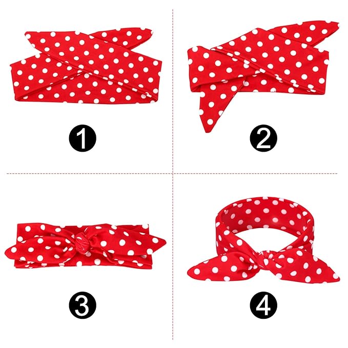 WILLBOND Parent Baby Girl Turban Headband 2 Pcs Girl Red Black Plaid Headbands with Bow for Mom Baby Mother's Day