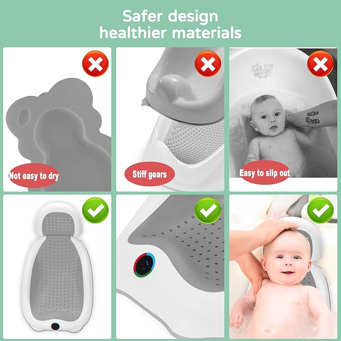 babove Baby Bath Support | Newborn Bathtub,Ideal for Babies Less Than 6 Months Old with Thermometer Baby Bather, Baby tubs for Baby tubs for Newborn Essentials Must Haves-Baby tub (Gray)