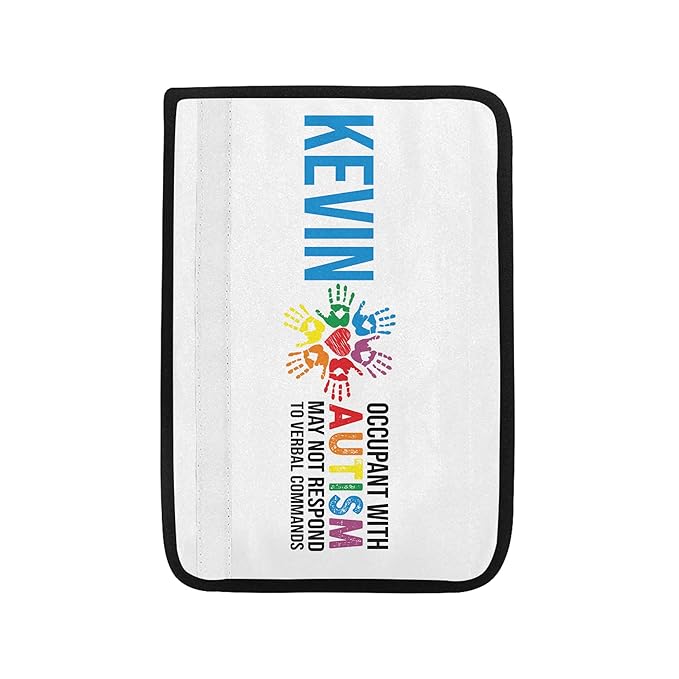 AprilLove Occupant with Autism Seat Belt Awareness Cover for Kid Family Special Need Autistic Medical Alert Car Cushion Support Gift Personalized Name, 7'' x 10''