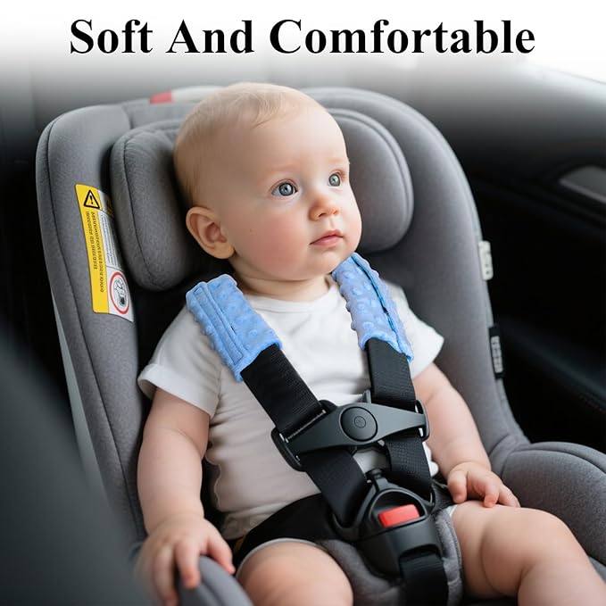2-Pack Car Seat Strap Covers, Infant Seatbelt Covers, Velvety Soft Double-Sided Use Car Seat Shoulder Strap Pads for Infant Toddler, Blue Shark Pattern