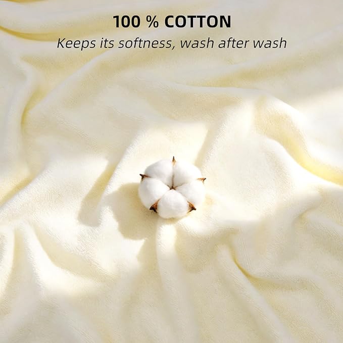 LifeTree 1 Pack Baby Hooded Towel with 1 Pack Washcloth for Newborn, 100% Cotton Bath Towel for Babies, Infant, Toddler and Kids, Thick,Soft and Absorbent, 30 * 30 Inches, Newborn Essentials, White
